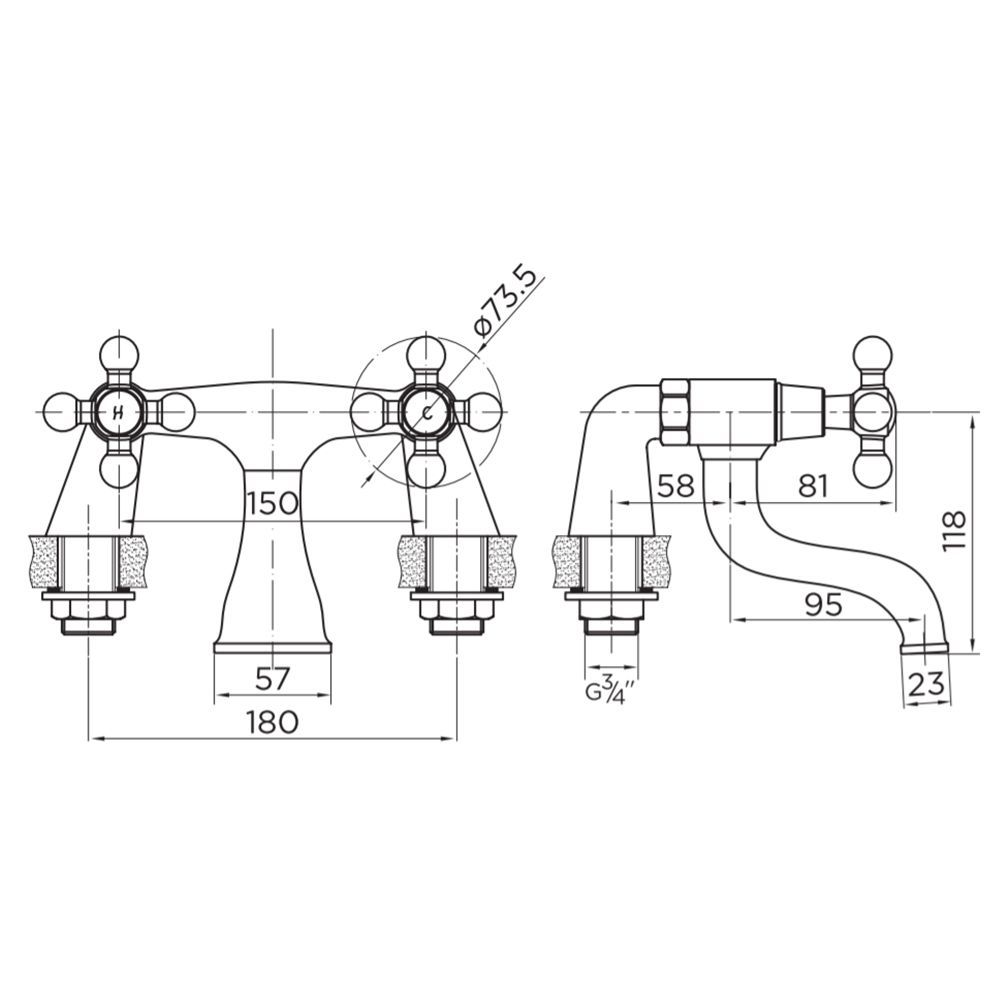 Noveua Ealing Bath Filler Chrome