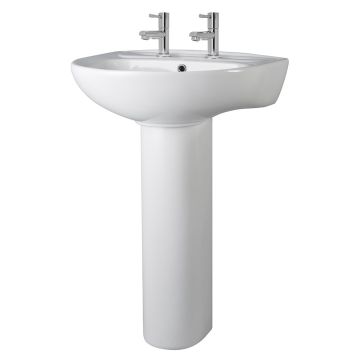 Nuie Melbourne 550mm 2 Tap Hole Basin & Pedestal