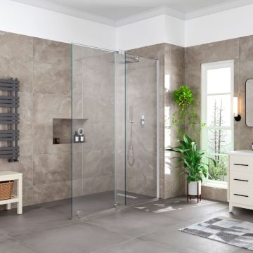 Aqua i Glide 8mm Sliding Wetroom Panel 1400mm Silver - 2000mm High