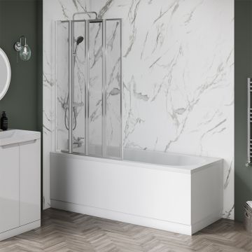 Aqua i 4 Panel Folding Bath Screen 1400mm x 845mm Chrome