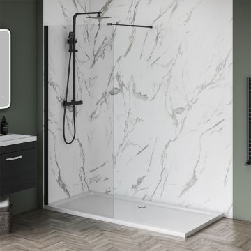 Aqua i 8 Black Wetroom Screen Panel 600mm x 1900mm High