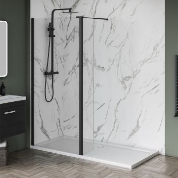 Aqua i 8 Black Wetroom Flipper Panel 300mm x 1900mm High