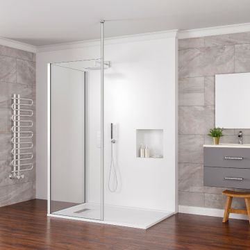 Aqua I Innovation 8mm Walk-in Corner Wetroom Enclosure with Floor to Ceiling Post