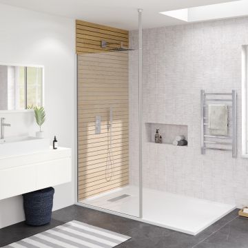 Aqua I innovation 8mm Wetroom Screen with Floor to Ceiling Post