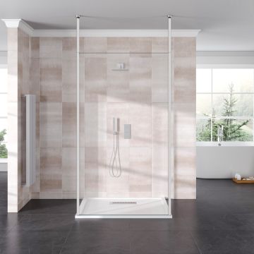 Aqua I Innovation 8mm Walk-in Wetroom Panel with Double Floor to Ceiling Posts