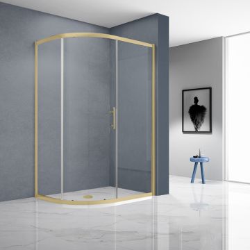 Aqua i 6 Single Door Brushed Brass Offset Quadrant Shower Enclosure 1000mm x 800mm