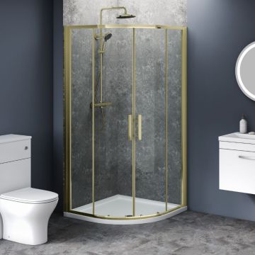 Aqua i 6mm Brushed Brass Quadrant Shower Enclosure 900mm x 900mm x 1900mm High