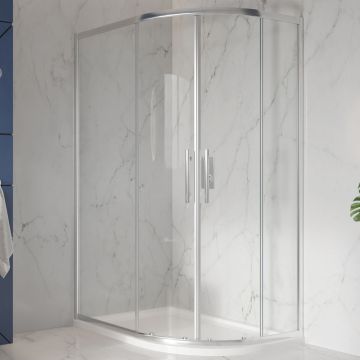 Ella Rowe Novus 8mm Framed Double Door Offset Quadrant Shower Enclosure 900mm x 760mm - Chrome