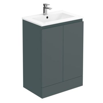 Halite Waterproof 600mm Basin Unit Inc Basin - Grey Matt