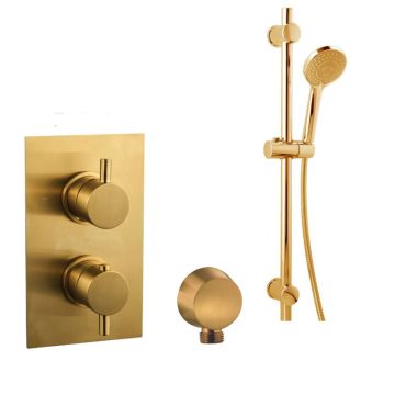 Noveua Islington Concealed Thermostatic Shower Valve with Sliding Rail Kit - Brushed Brass
