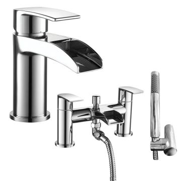 Noveua Knightsbridge Mono Basin Mixer with Click Clack Waste & Bath Shower Mixer Tap Set