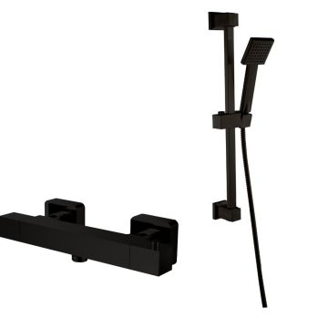 Noveua Mayfair Thermostatic Bar Shower Valve with Sliding Rail Kit - Matt Black