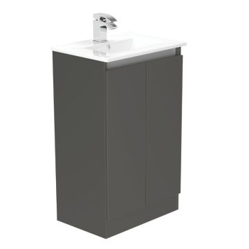 Newland 500mm Freestanding 2 Door Slimline Vanity Unit & Basin - Midnight Mist