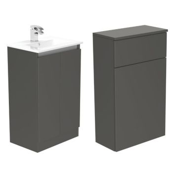 Newland 500mm Freestanding Slimline Vanity Unit with Basin & Toilet Unit - Midnight Mist
