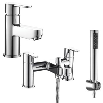 Noveua Acton Mono Basin Mixer with Click Clack Waste & Bath Shower Mixer Tap Set