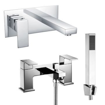 Noveua Barbican Wall Mounted Basin Mixer & Bath Shower Mixer Tap Set