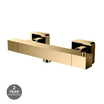 Noveua Mayfair Square Thermostatic Bar Shower Valve - Brushed Brass