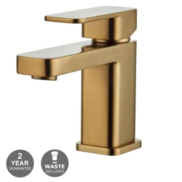 Noveua Newbury Mono Basin Mixer & Click Clack Waste - Brushed Brass